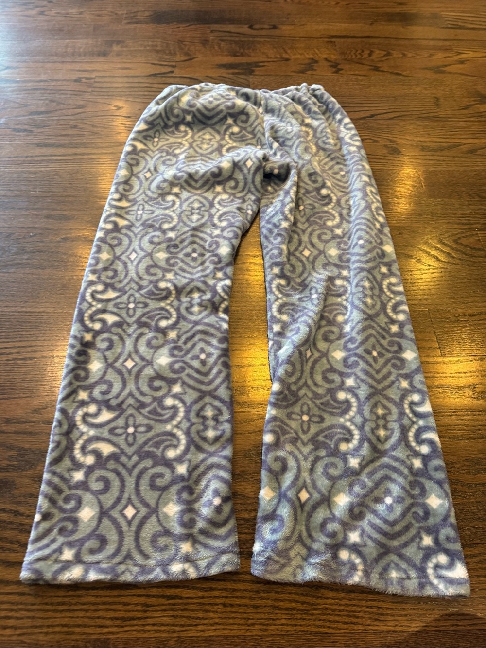 Women's Plush Blue Patterned Fleece Pajama Pants - Picture 3 of 3
